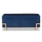 Baxton Studio Parker Blue Velvet Upholstered and Gold Metal Storage Ottoman 173-11029 - alternate 2